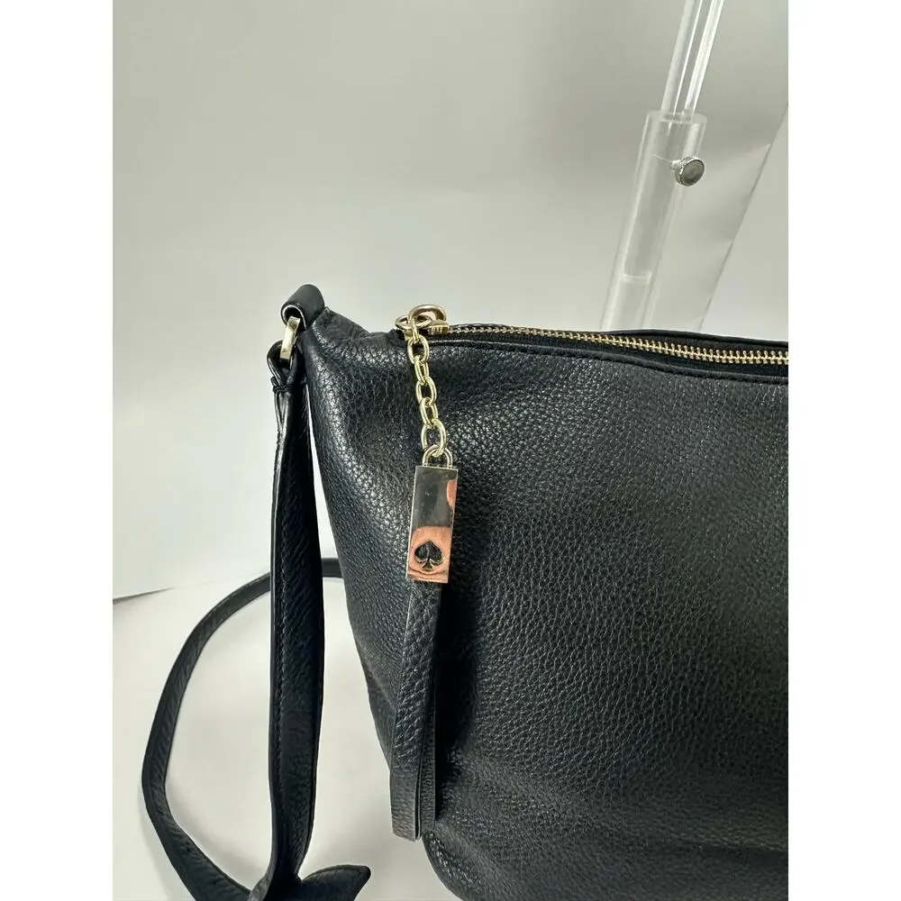 Kate Spade Grey Street Sandie Black Pebbled Leather Crossbody Bag WKRU3321